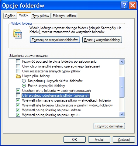 Windows XP - foldery prywatne