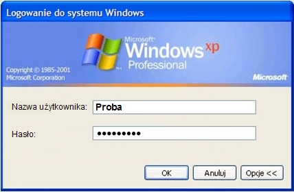 Windows XP - ukrywanie konta użytkownika (okienko logowania)