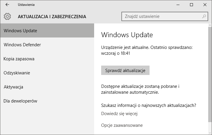 Windows 10 - aktualizacje