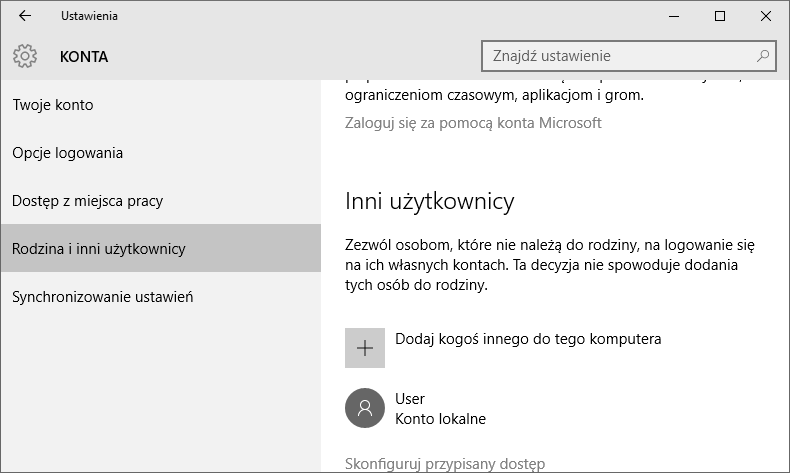 Windows 10 - tworzenie konta