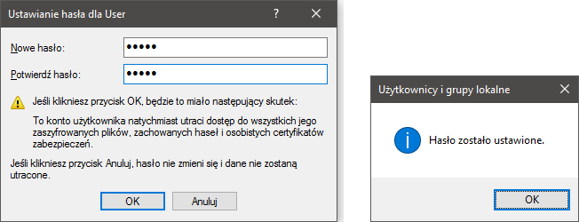 Windows 10 Pro - zmiana hasła (bez podania dotychczasowego)